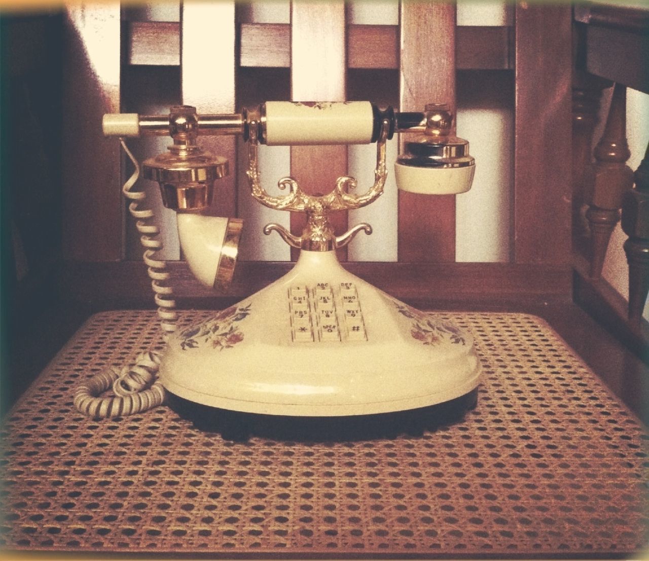 Vintage telephone on chair