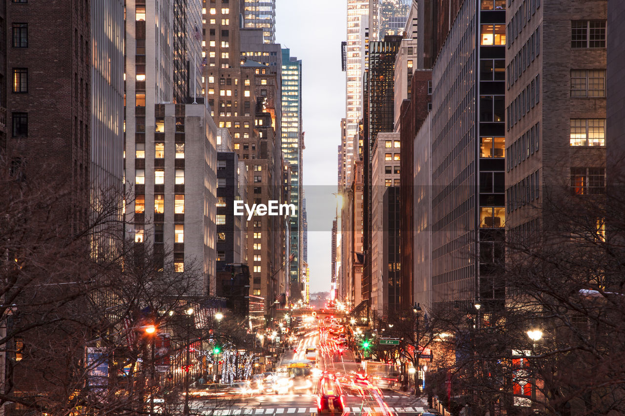 View of city street at night