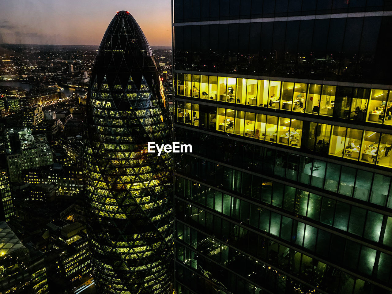 AERIAL VIEW OF MODERN CITY BUILDINGS