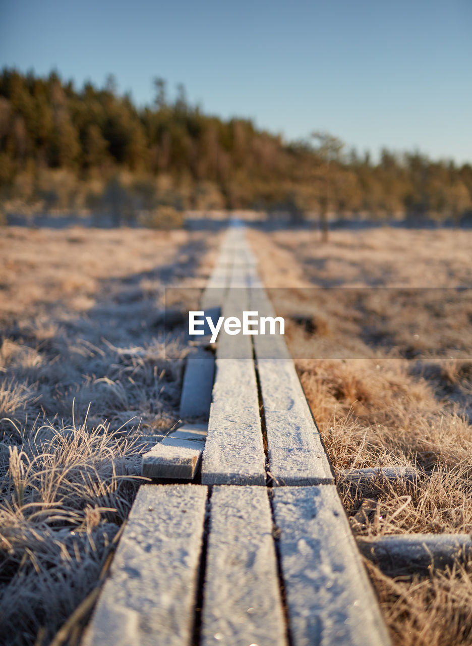 SURFACE LEVEL OF RAILROAD TRACKS ON FIELD