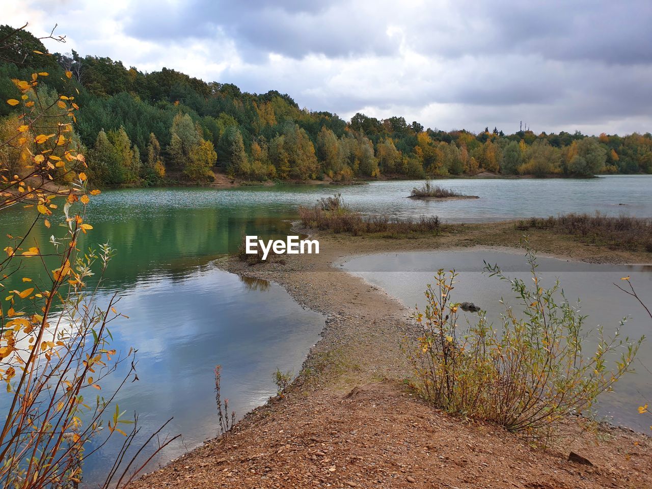 SCENIC VIEW OF LAKE AND TREES AGAINST SKY