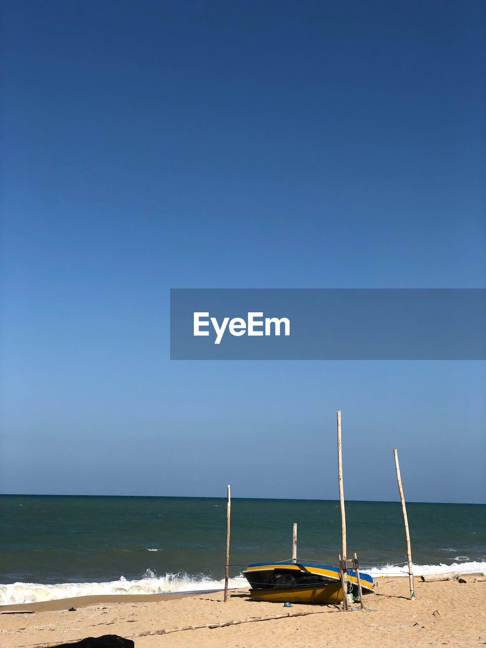 Scenic view of beach against clear sky