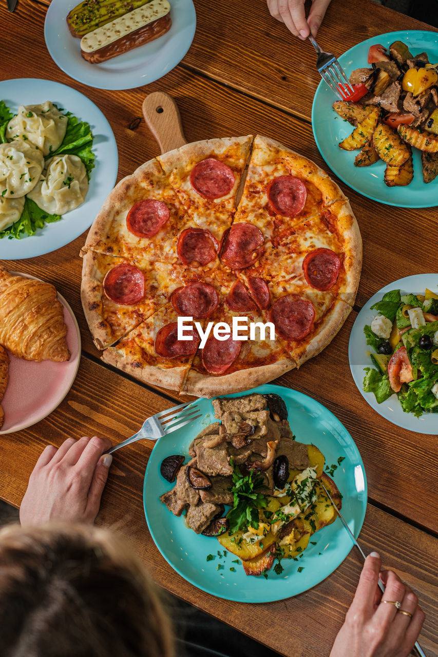 high angle view of food in plate