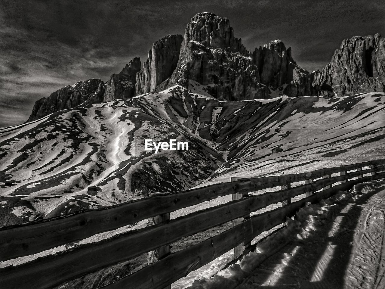 Panoramic view of snowcapped mountains against sky