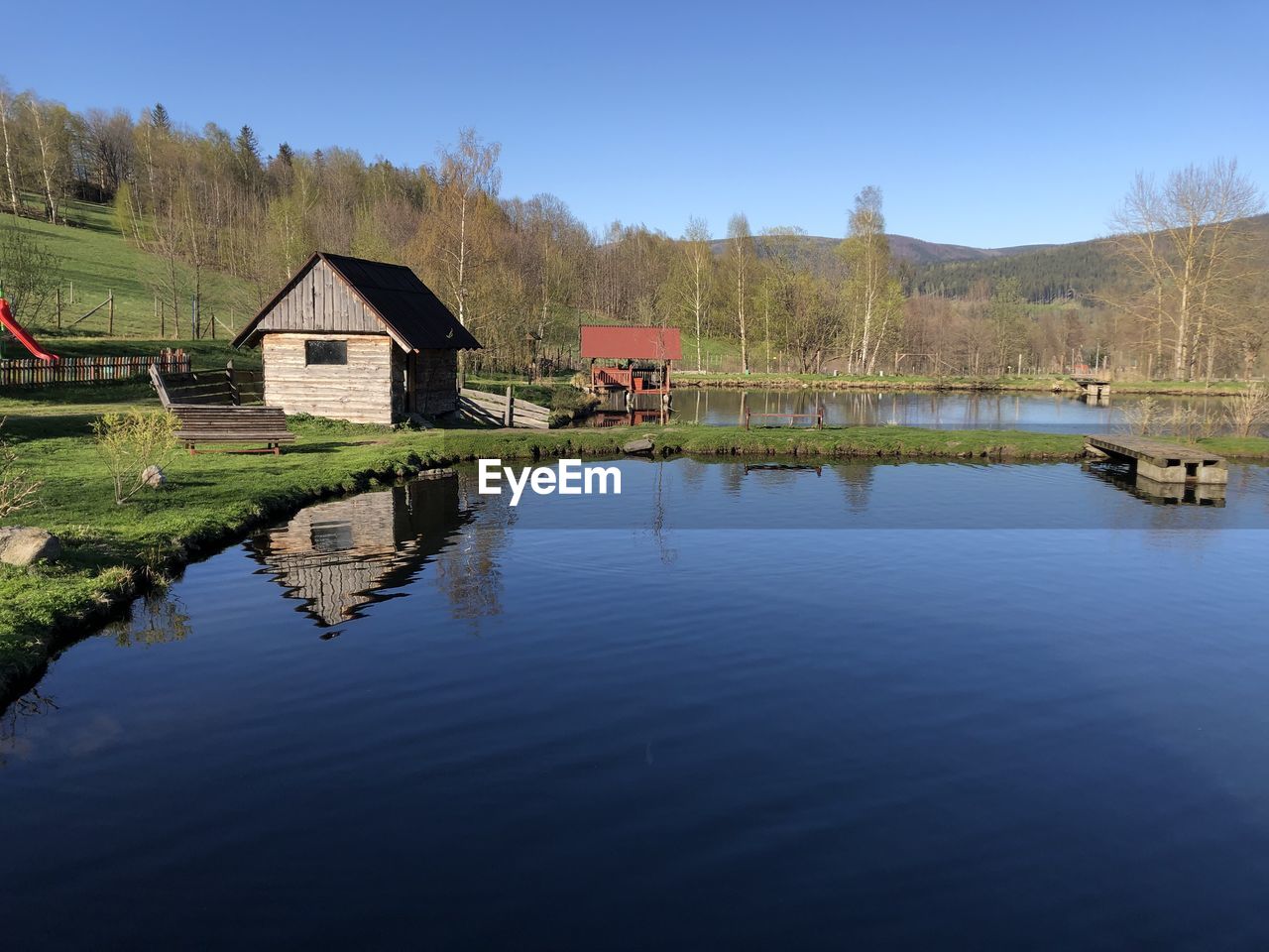 Scenic view of lake against sky