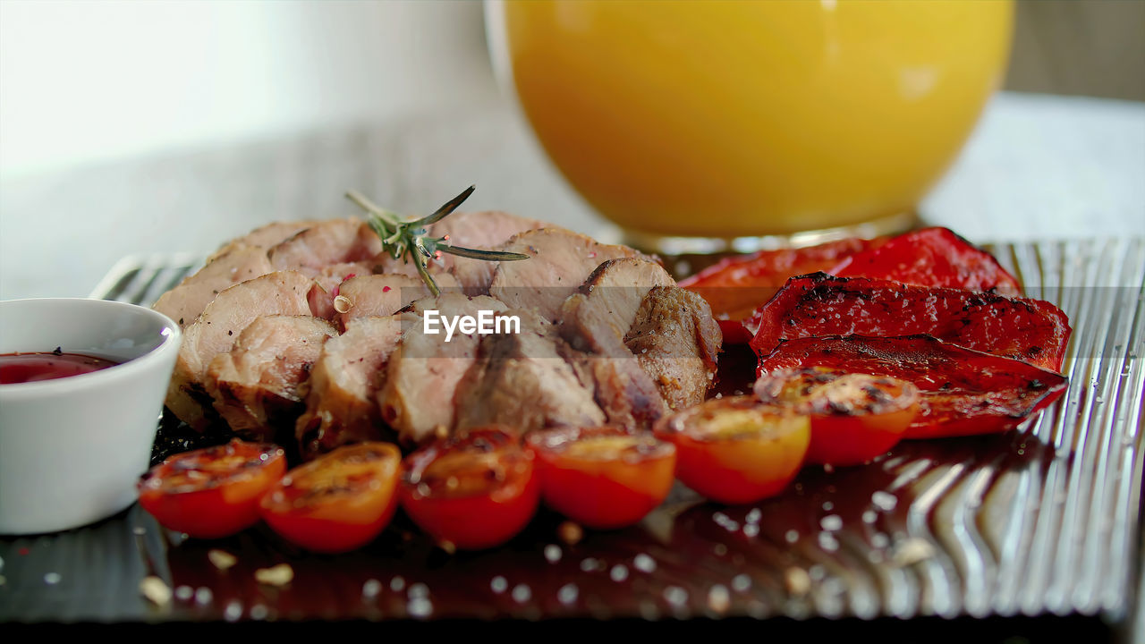 Close-up of food in plate on table