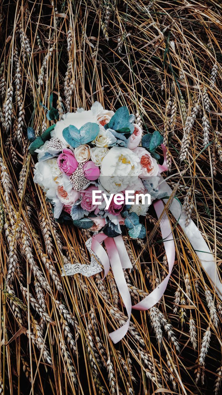 HIGH ANGLE VIEW OF FLOWER BOUQUET AGAINST SKY