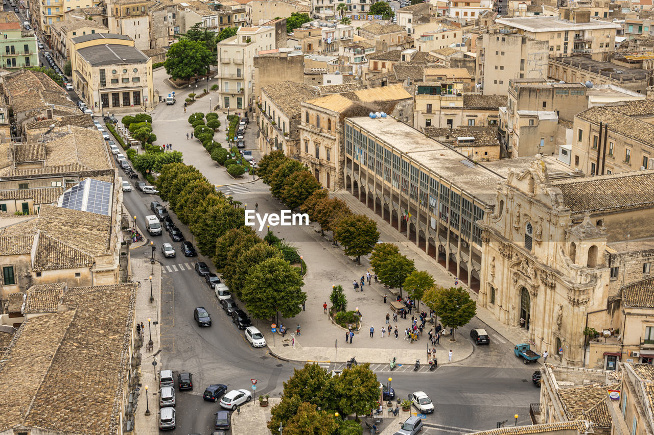 Aerial view of italy square in scicli