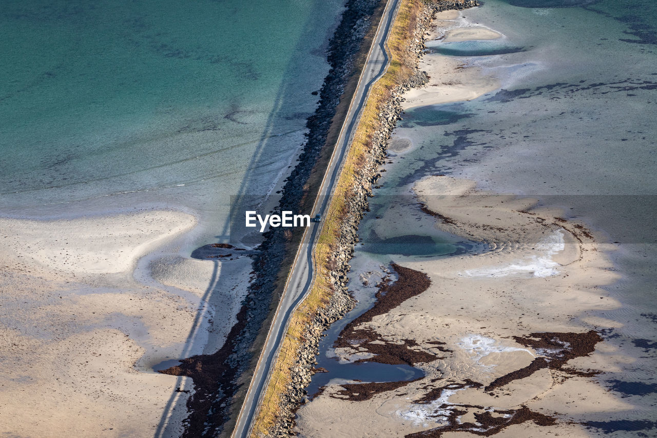 Aerial view of bridge at beach