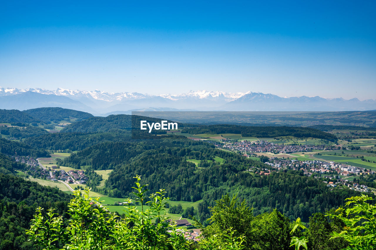 High angle view of landscape against sky from uetliberg in zurich