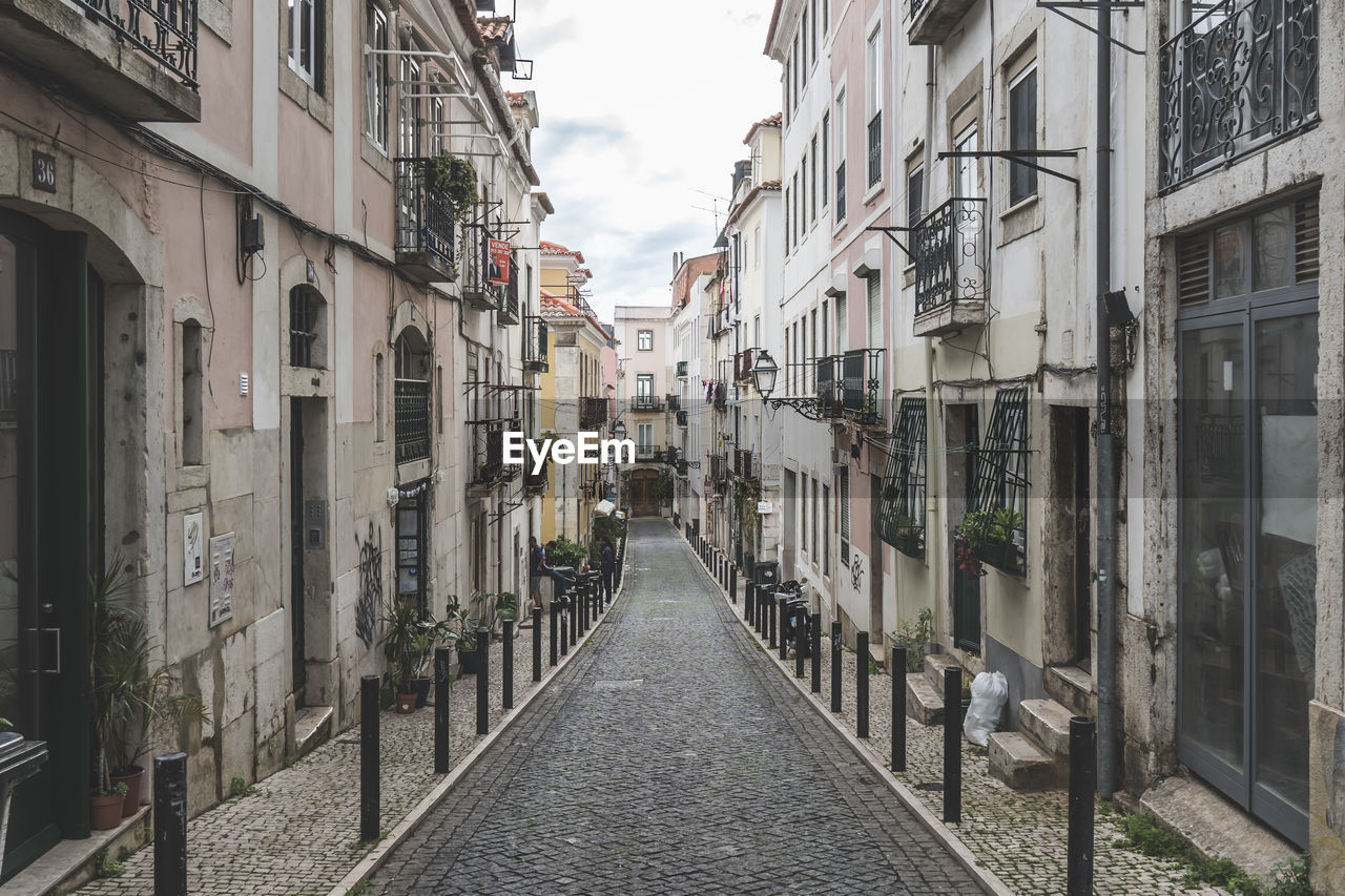 View of historic apartment buildings in lisbon, portugal.