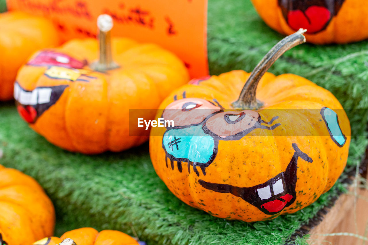 Close-up of pumpkins, halloween 