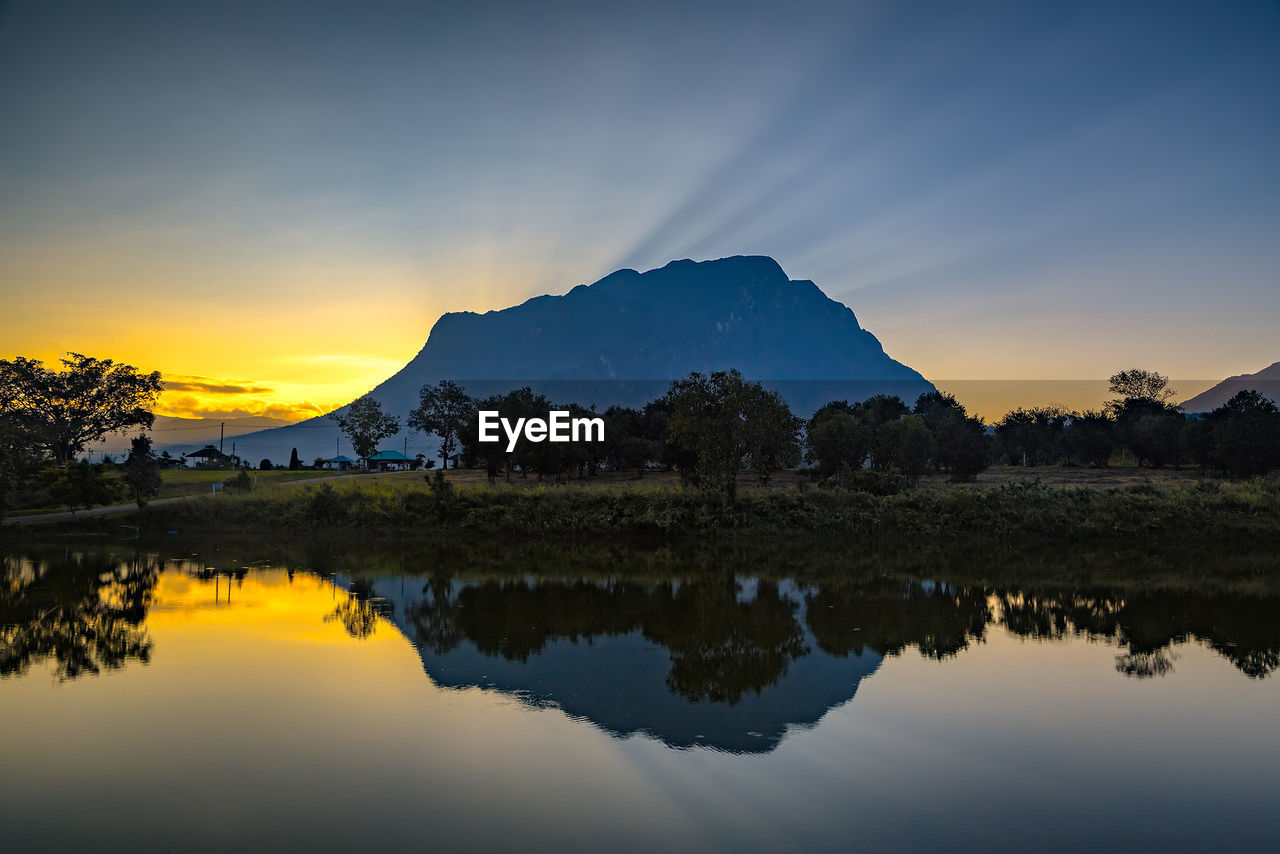 SCENIC VIEW OF LAKE BY MOUNTAINS AGAINST SKY