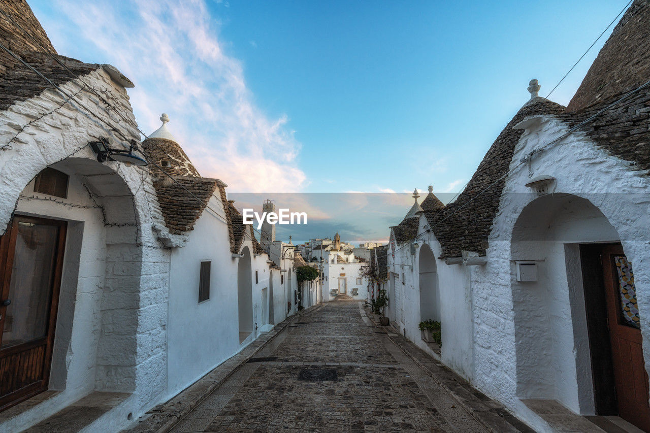 Alberobello trulli houses captured during sunrise hours.  taken in alberobello, italy