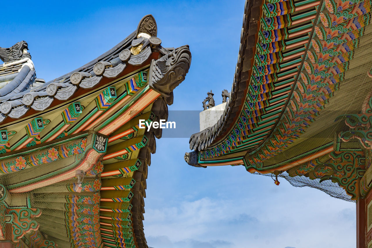 Low angle view of traditional building against sky