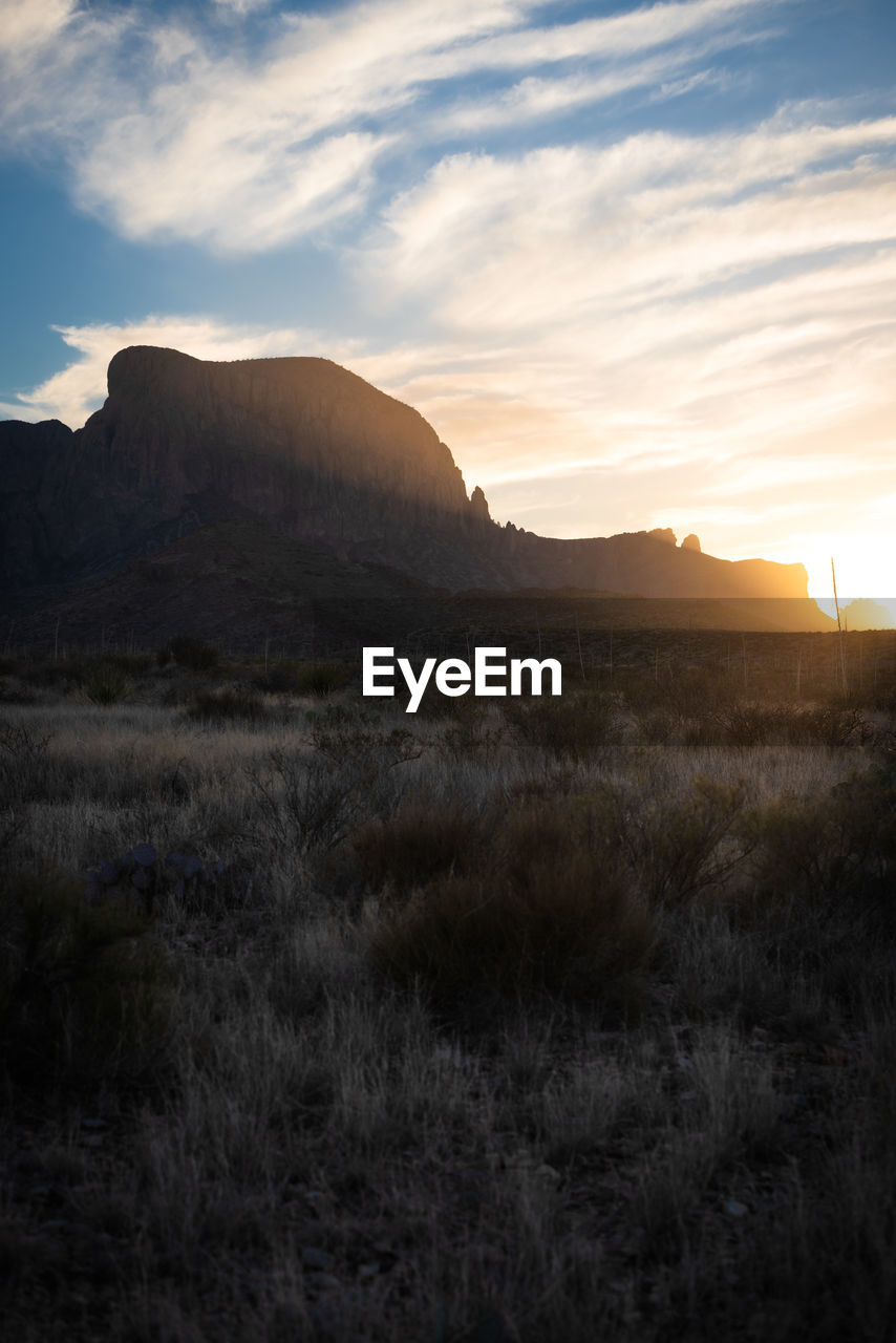 Scenic view of landscape against sky during sunset in big bend national park - texas