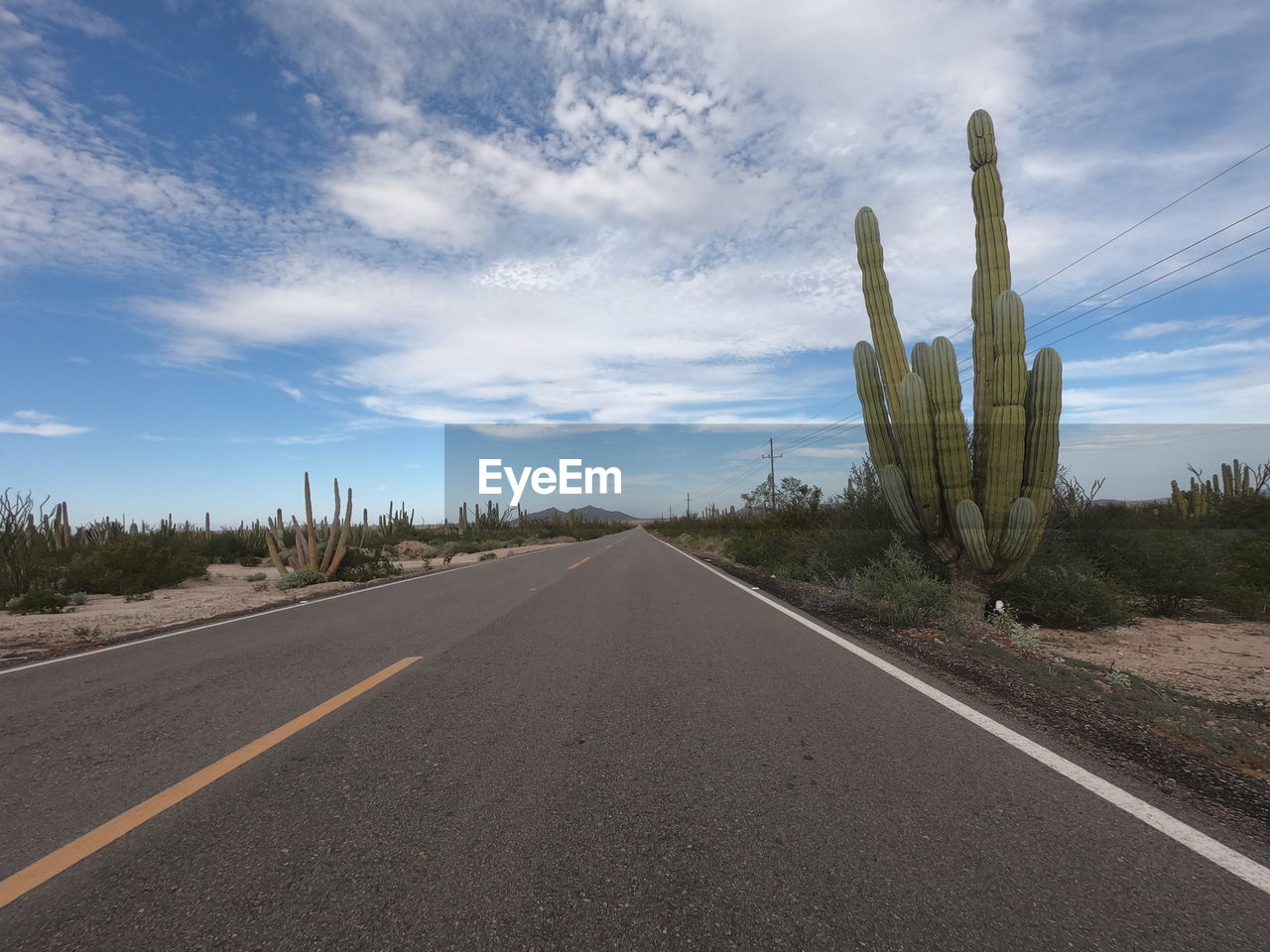 PANORAMIC VIEW OF ROAD AMIDST DESERT