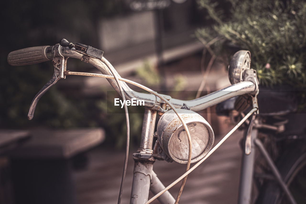 Close-up of old bicycle