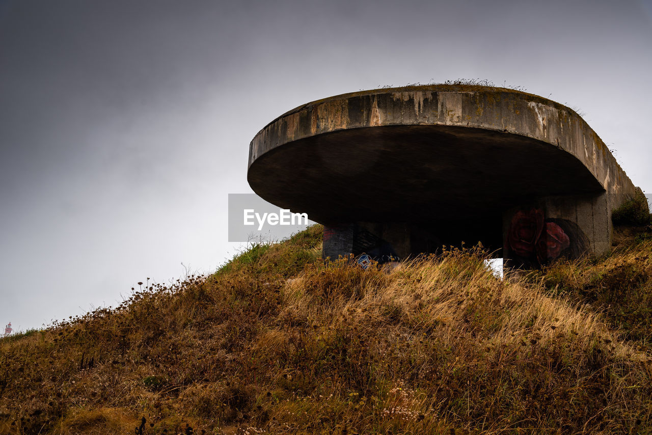 LOW ANGLE VIEW OF ABANDONED BUILDING