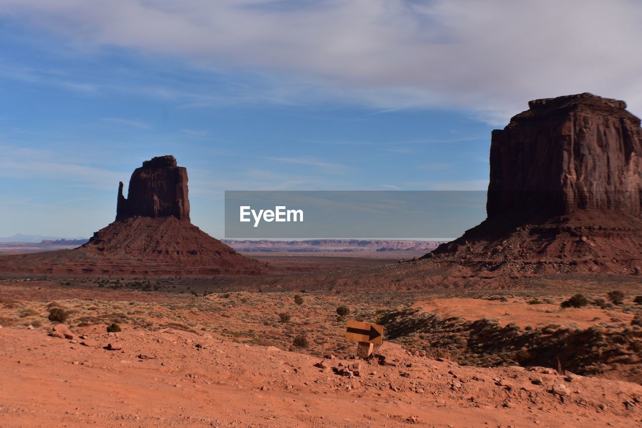 Rock formations in desert against sky