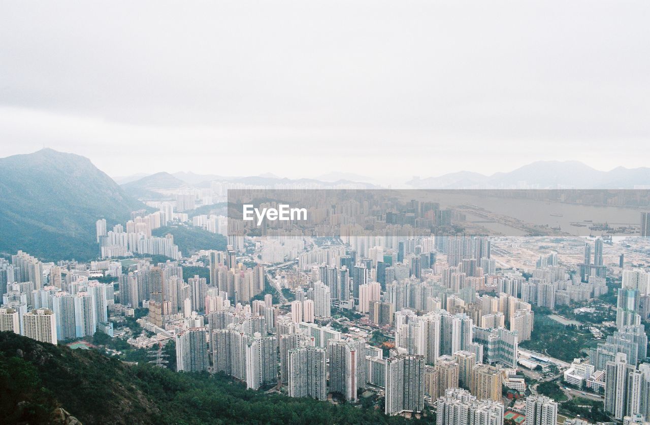 High angle shot of hong kong on 35mm