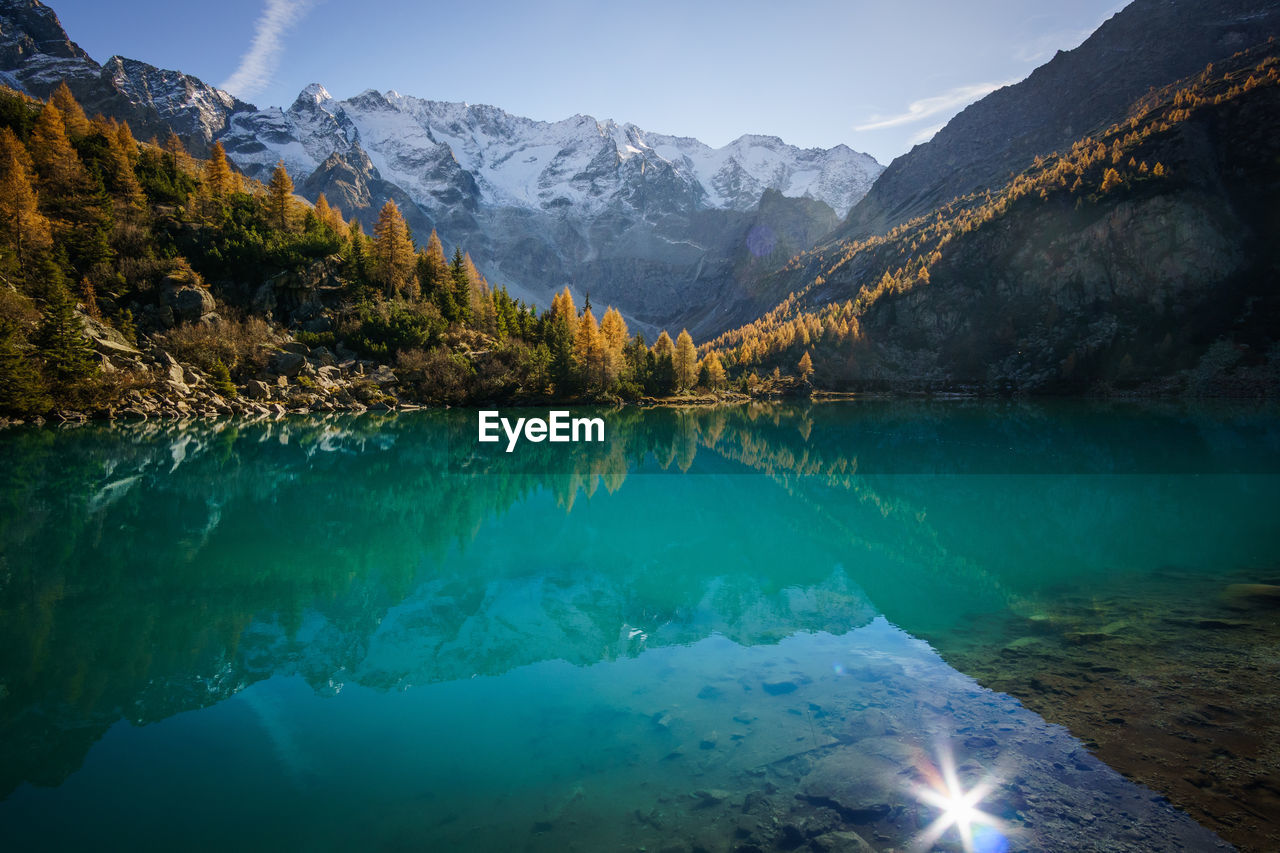 Scenic view of lake against mountains