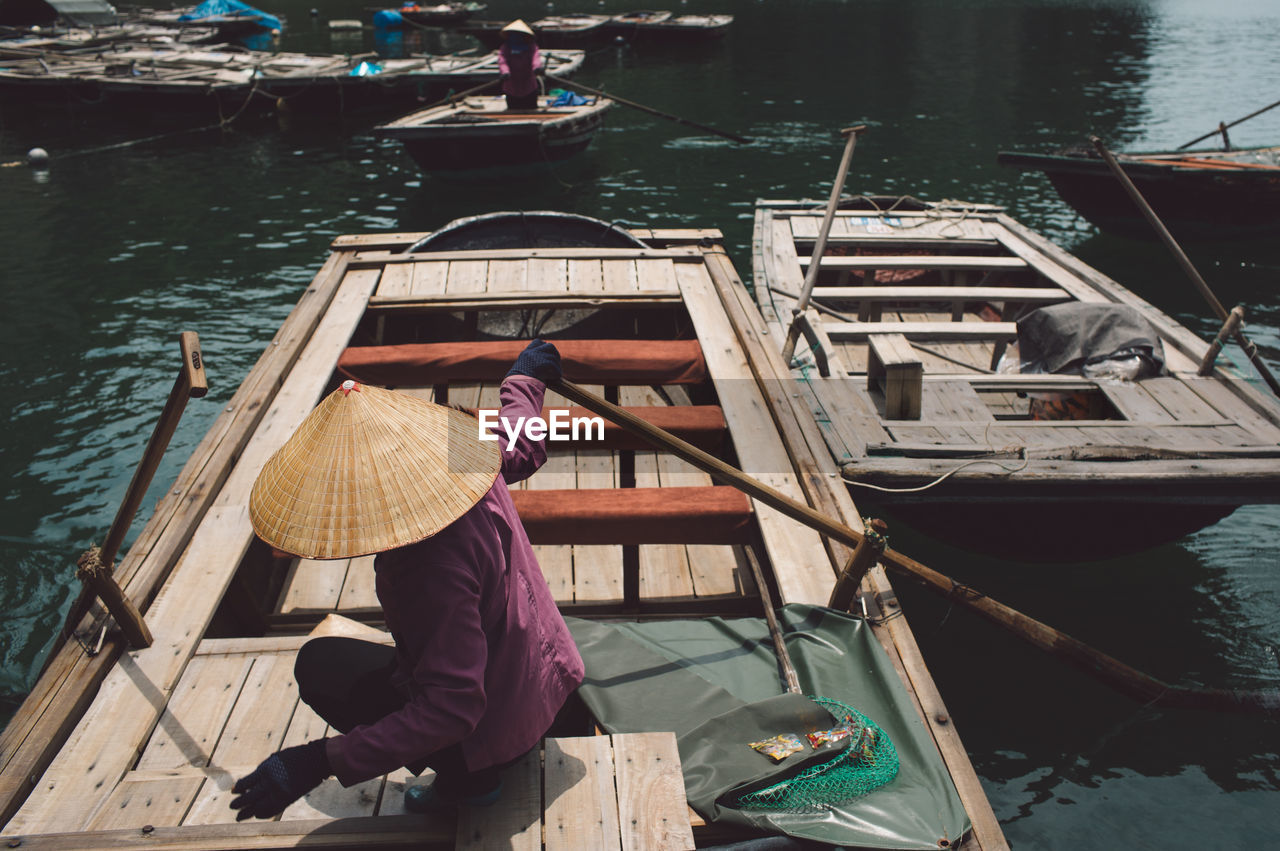 Man boating on river