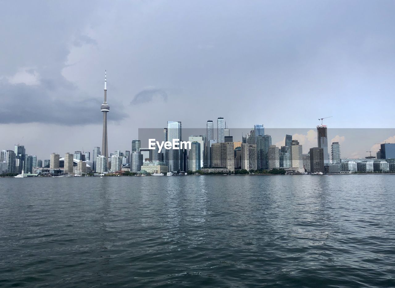 Toronto skyline from the centre island  with stormy clouds