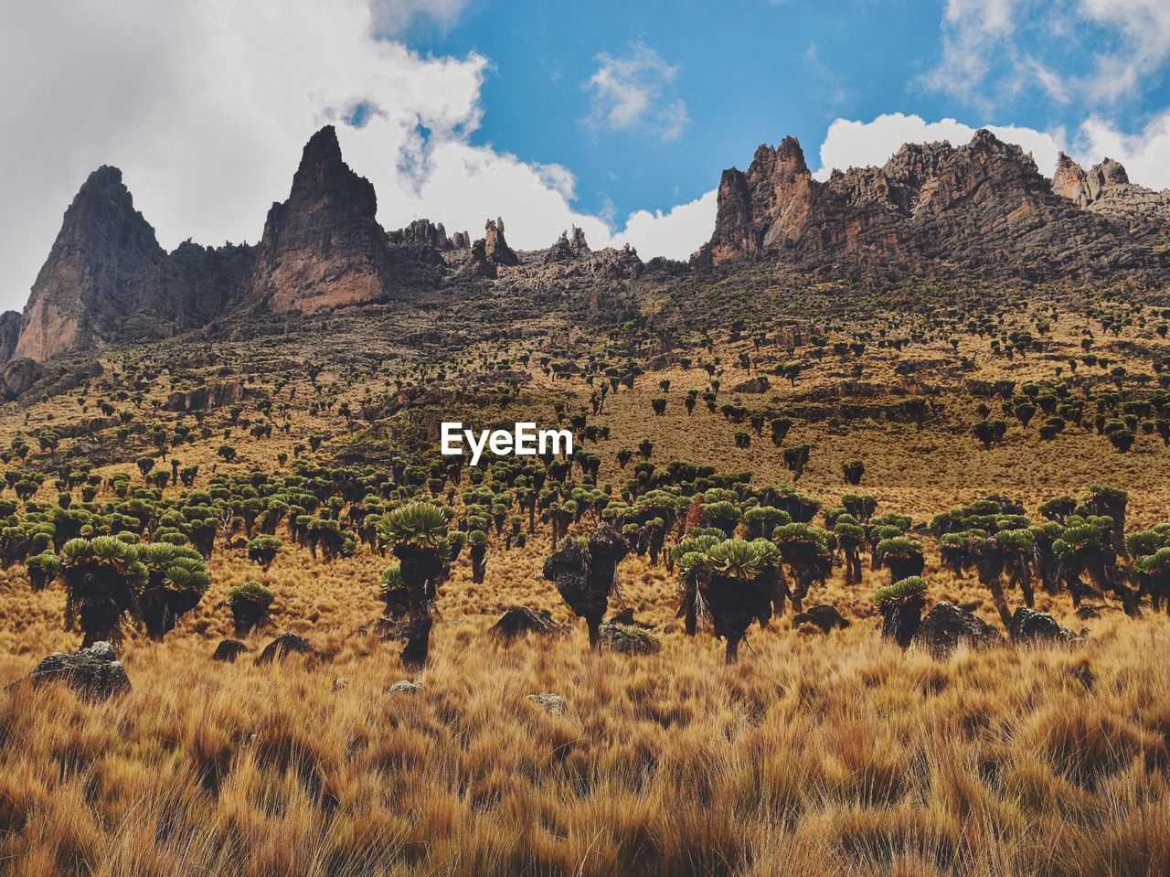 Scenic mountain landscapes against sky, mount kenya national park 