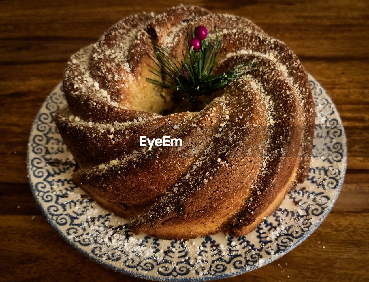 High angle view of dessert on table