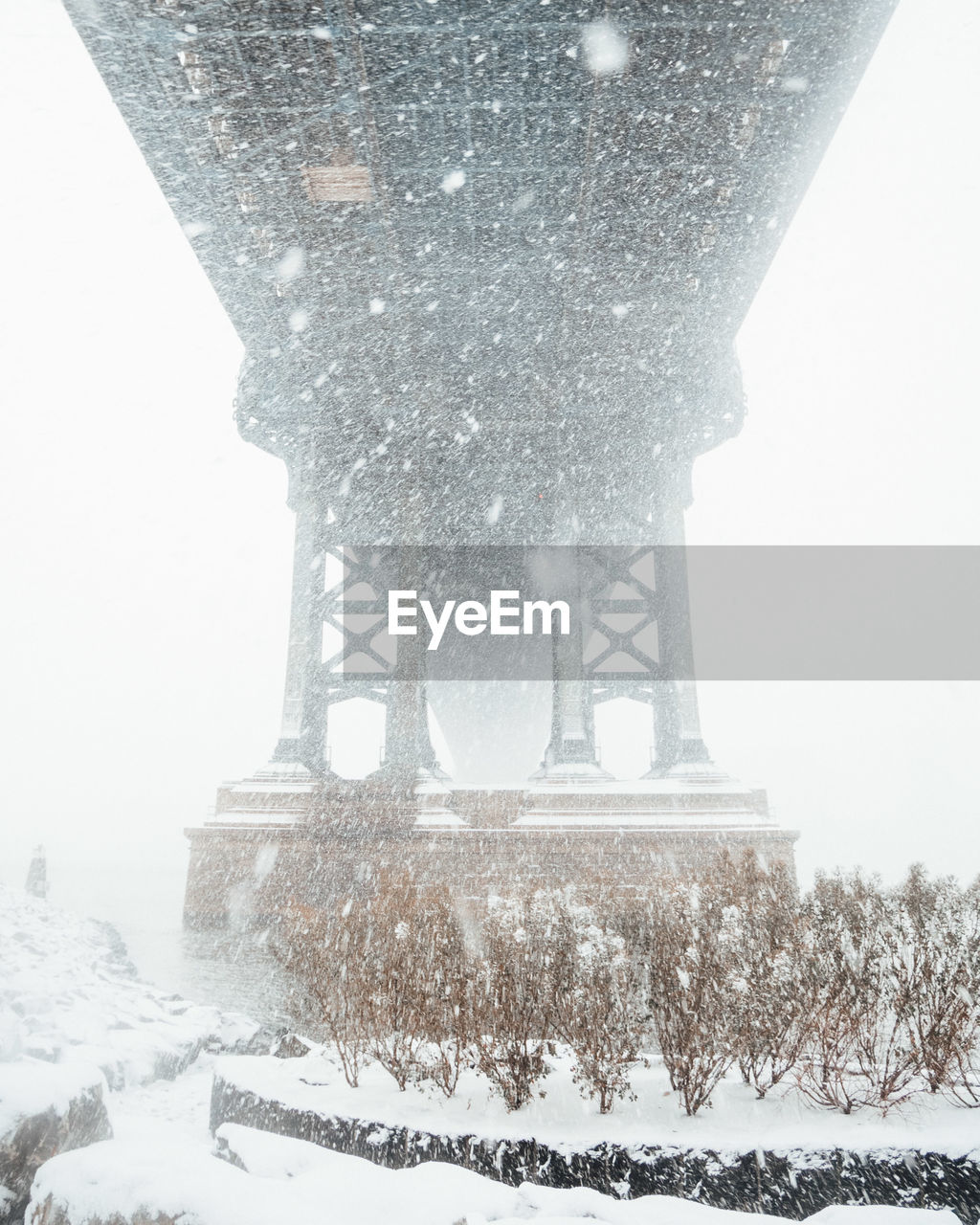 LOW ANGLE VIEW OF SNOW COVERED BUILT STRUCTURE AGAINST SKY