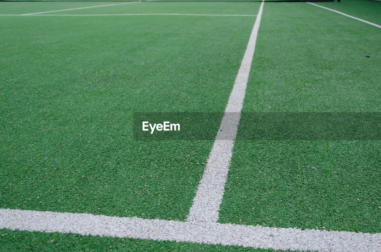 High angle view of yard line on playing field