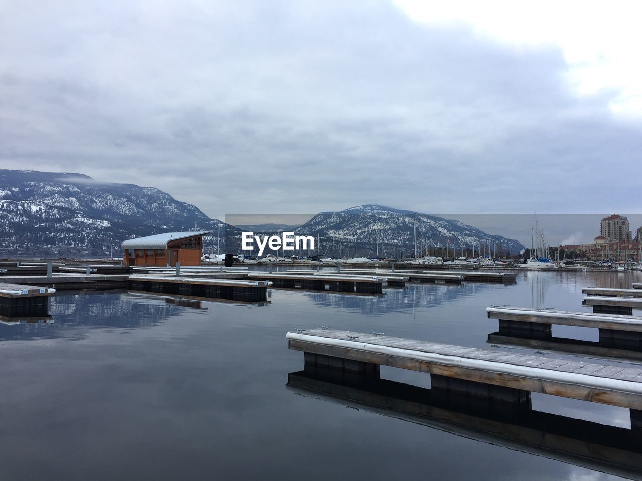 View of lake against cloudy sky