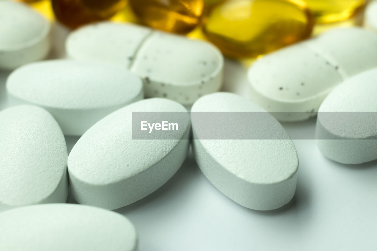 Close-up of medicines on table