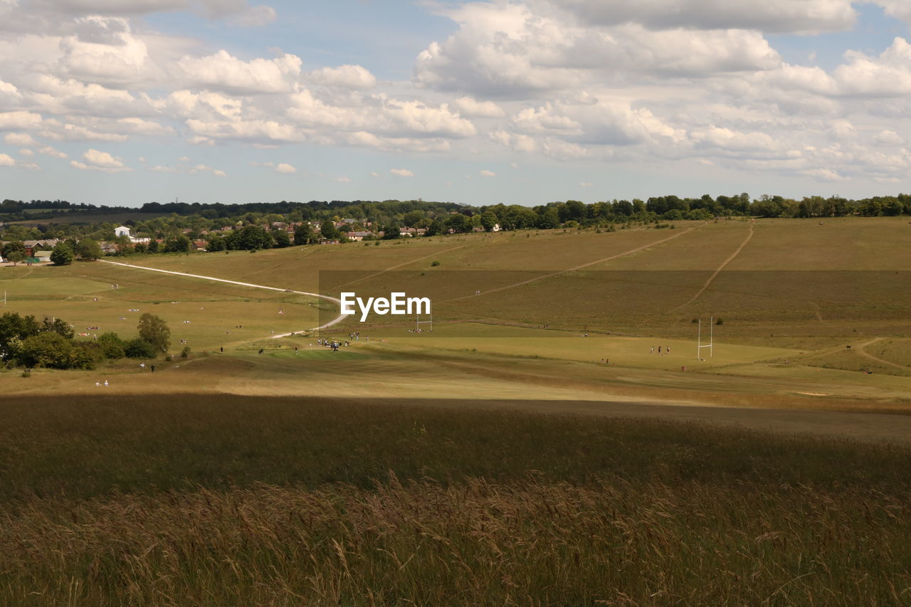 SCENIC VIEW OF ROAD AMIDST FIELD AGAINST SKY