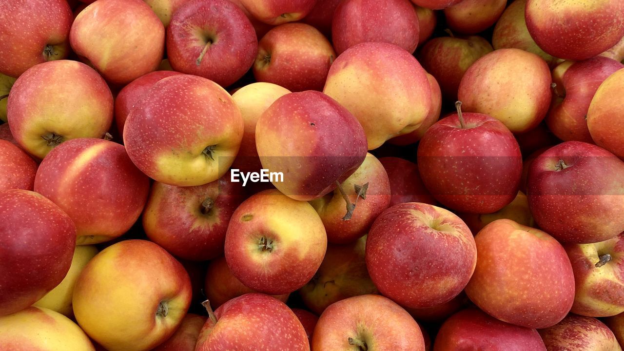 Full frame shot of apples in market