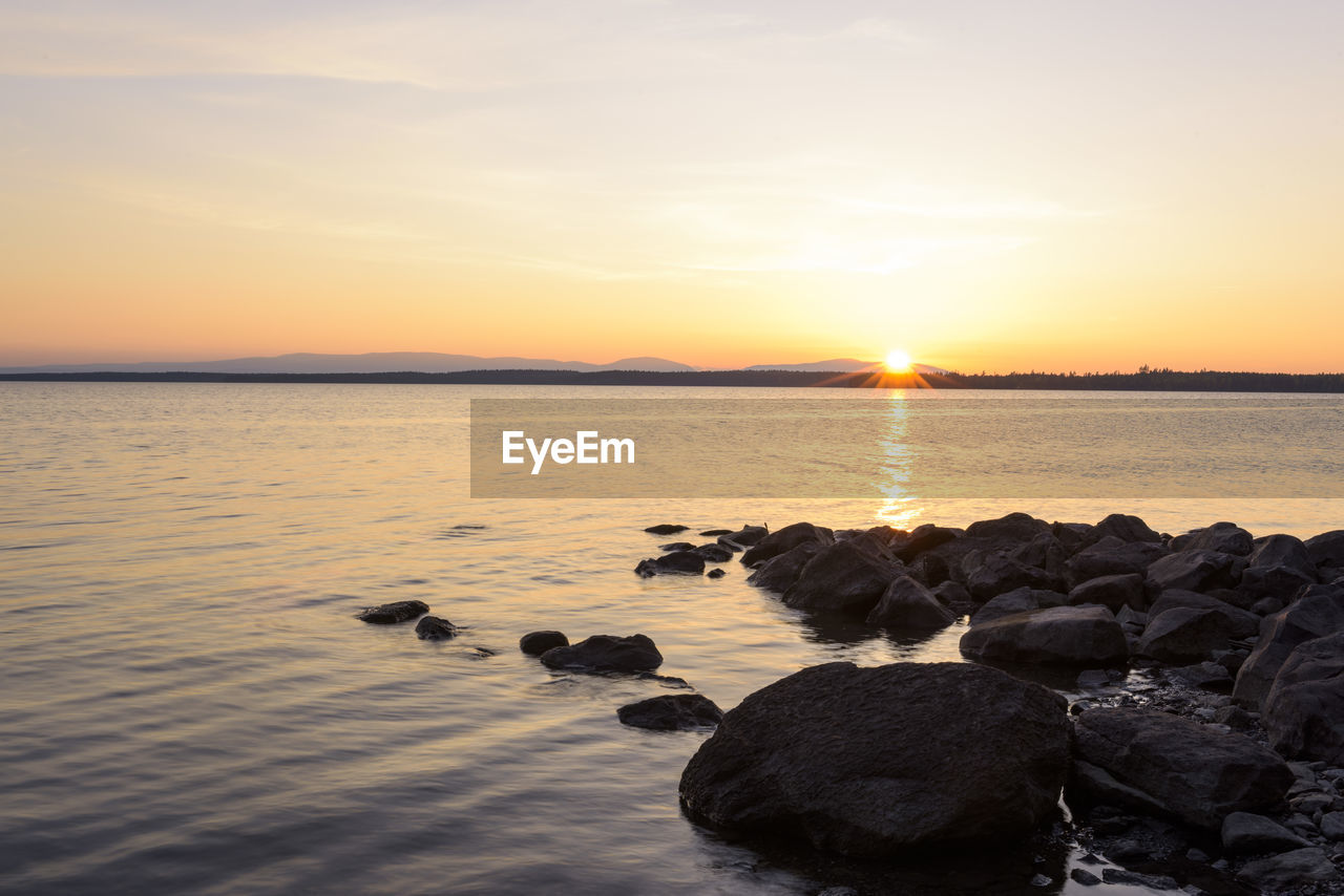 Scenic view of sea at sunset