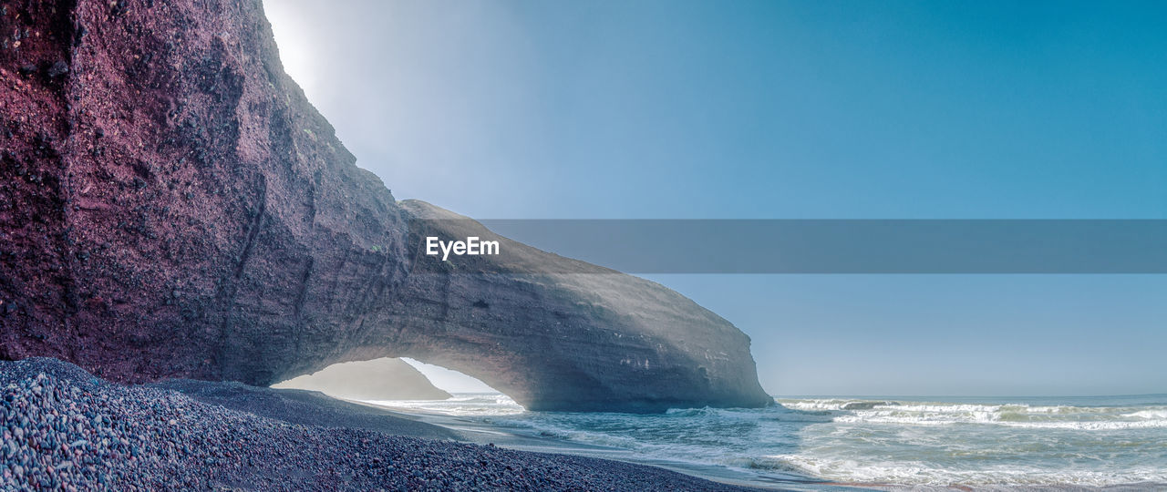 Scenic view of sea against blue sky