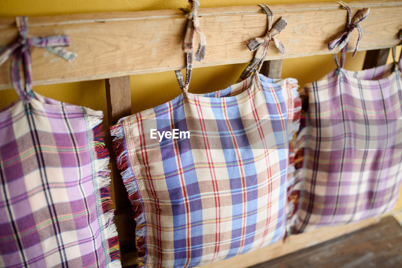 CLOSE-UP OF CLOTHES DRYING