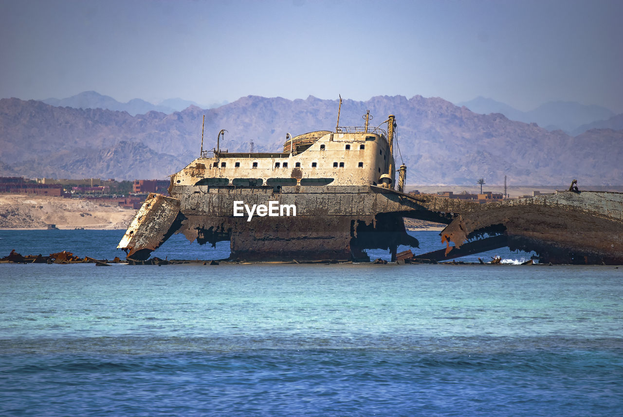 The remains of the loullia on the northern edge of gordon reef in the straits of tiran near sharm