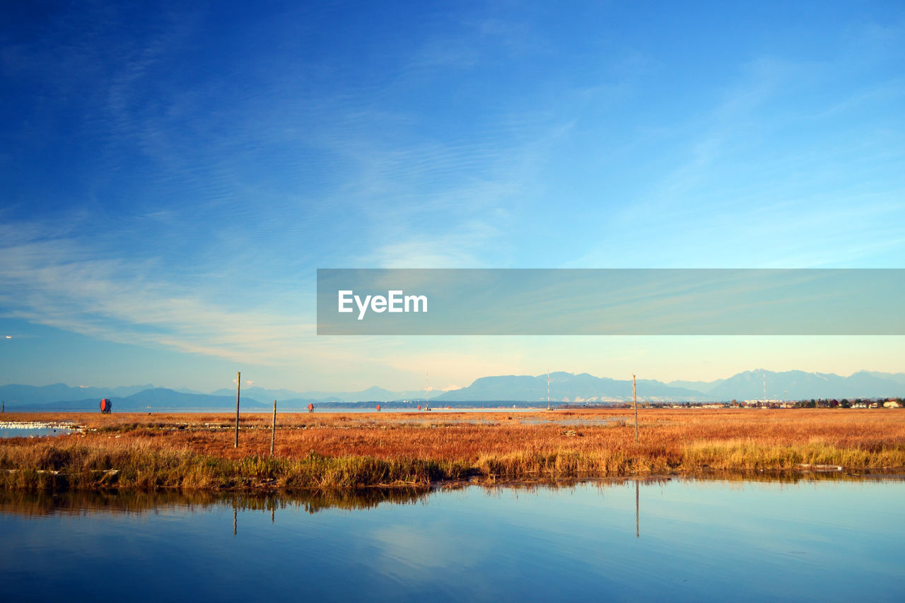 Scenic view of lake against sky