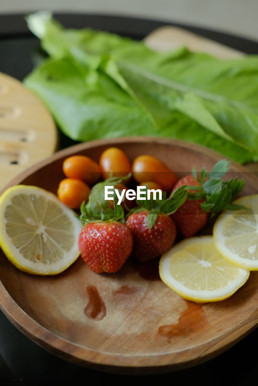 high angle view of lemons on table