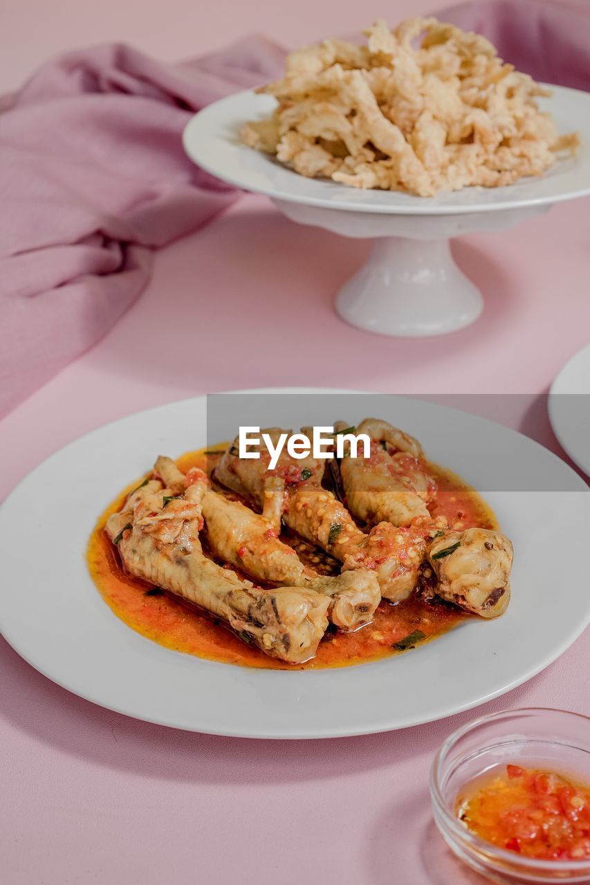 High angle view of breakfast served on table