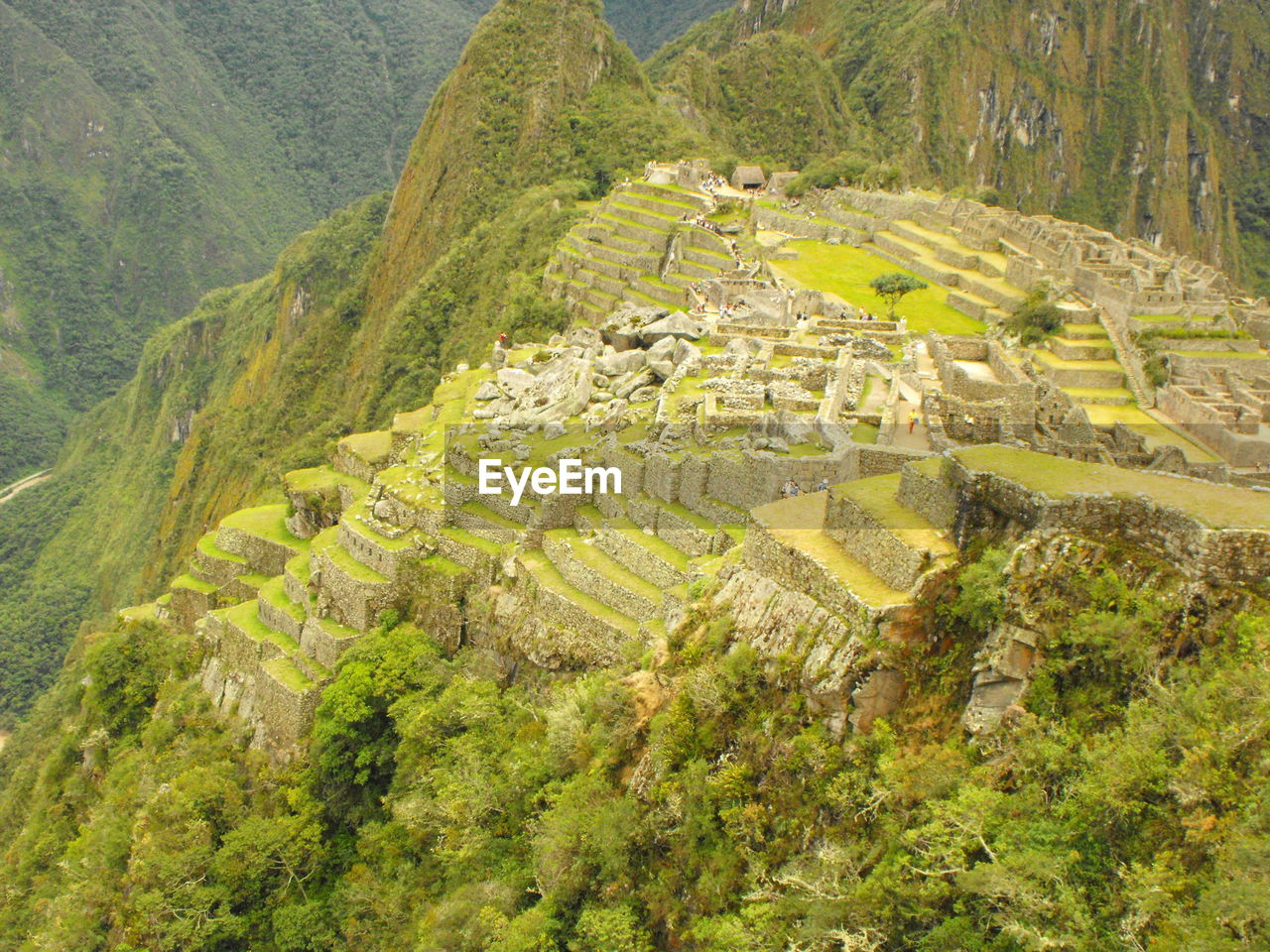 High angle view of historic machu picchu