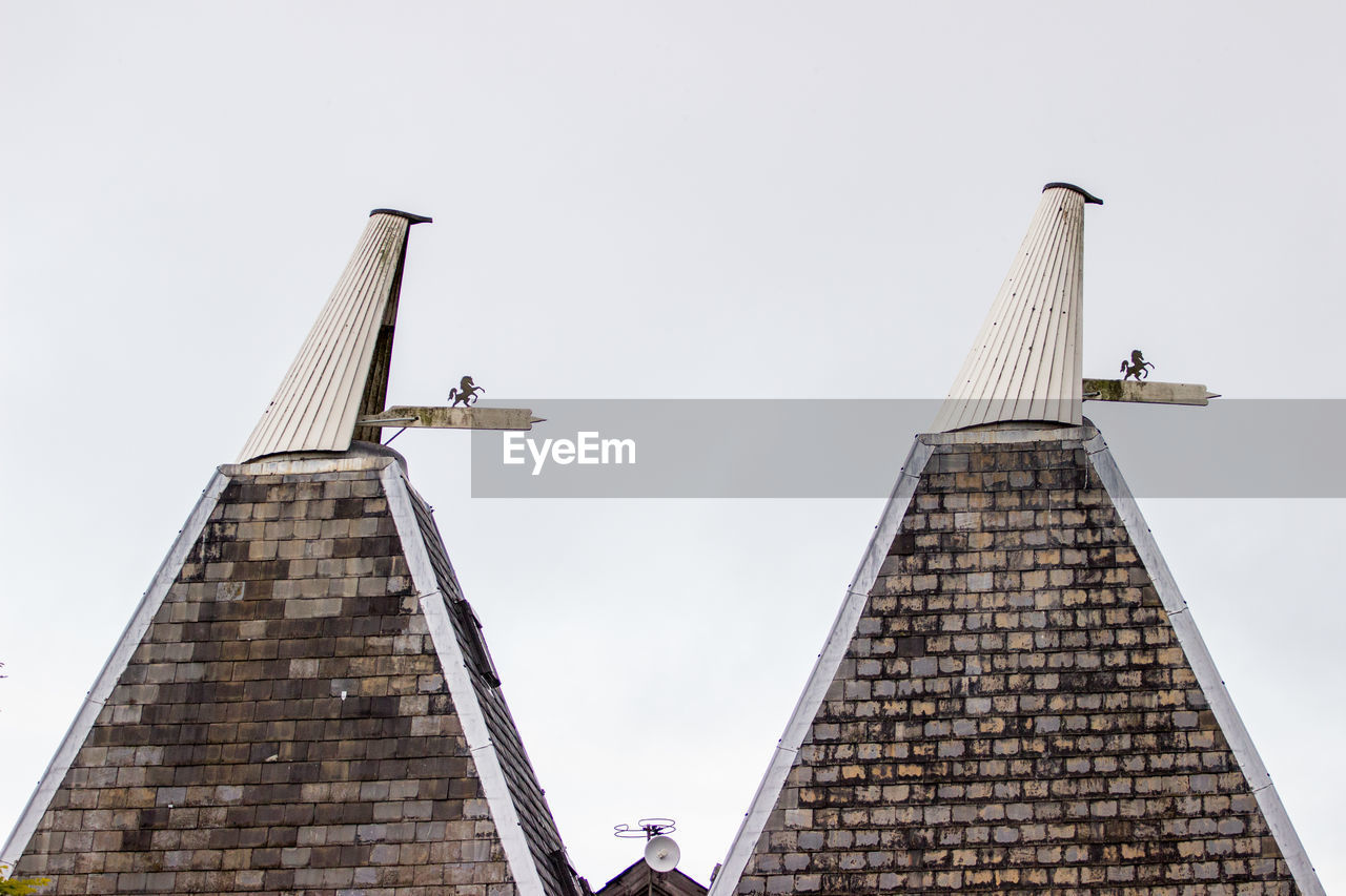 LOW ANGLE VIEW OF TEMPLE BUILDING AGAINST CLEAR SKY