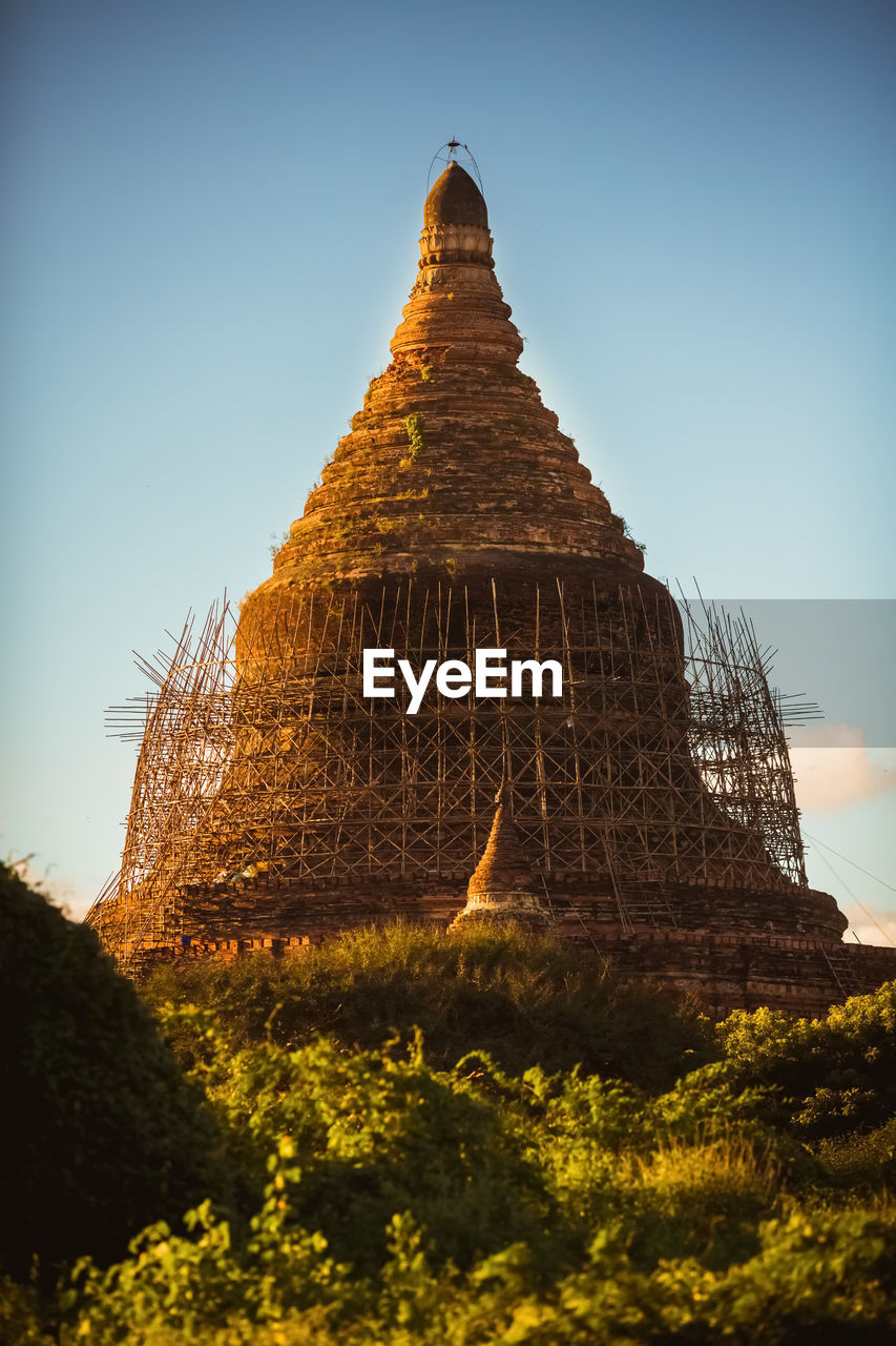 Myanmar, bagan  temples of bagan in the purple pre-dawn light.