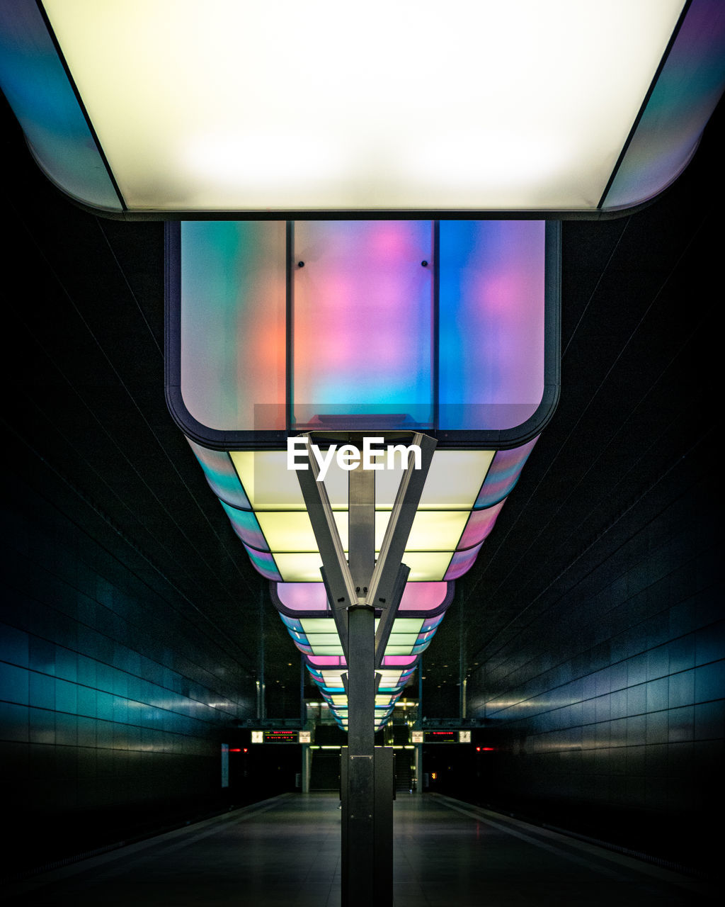 Colorful lights at hafencity subway station