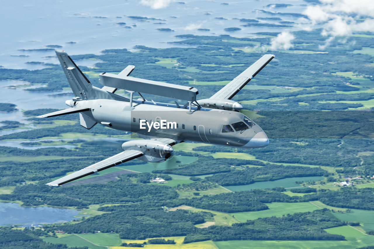 Aerial view of military plane