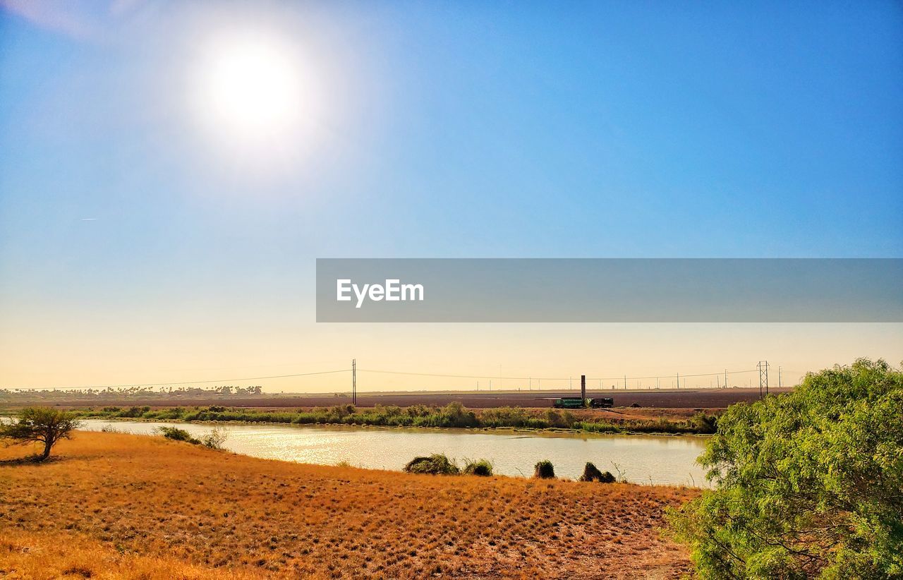 Scenic view of river against clear sky