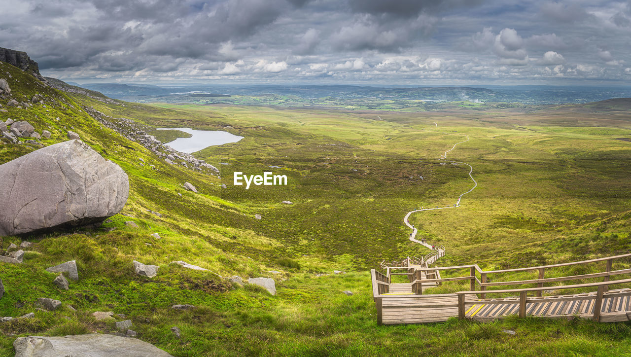 SCENIC VIEW OF LANDSCAPE AND SEA AGAINST SKY